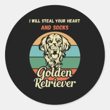 Grappige Golden Retriever Sock Thief. grappige hon