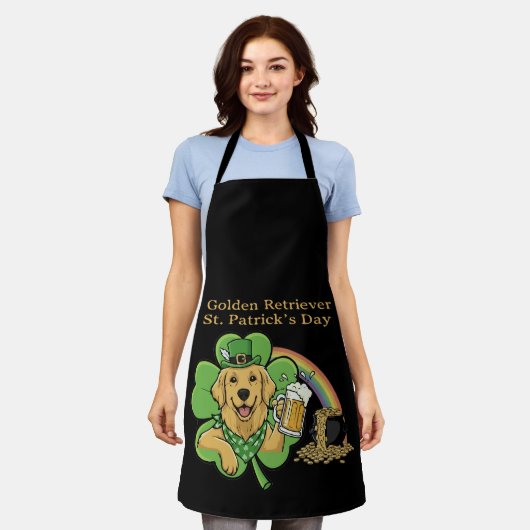 Grappige Golden Retriever St. Patrick's Day Leprec Schort (Gedragen)