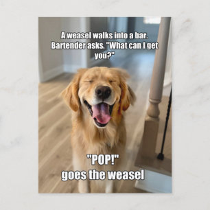 Grappige Golden Retriever Weasel Bartender Joke Me Briefkaart