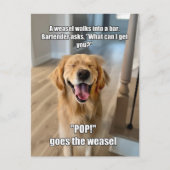 Grappige Golden Retriever Weasel Bartender Joke Me Briefkaart (Voorkant)