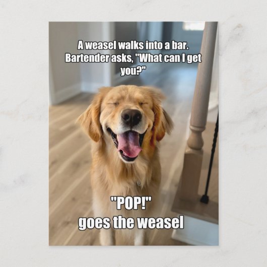 Grappige Golden Retriever Weasel Bartender Joke Me Briefkaart (Voorkant)