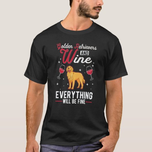Grappige Golden Retrievers En Wijn T-shirt (Voorkant)