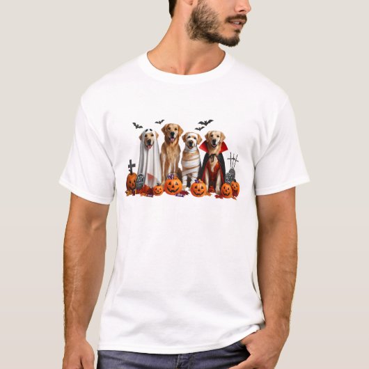 Grappige Golden Retrievers Halloween Hondenliefheb T-shirt (Voorkant)