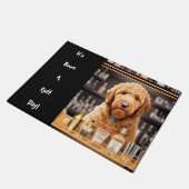Grappige Goldendoodle Hond Bruin en Zwart Deurmat (Schuin)