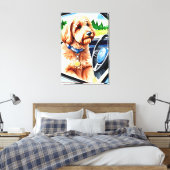 Grappige Goldendoodle Hond Rij Auto Canvas Afdruk (Insitu (Slaapkamer))