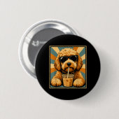 Grappige Goldendoodle Iced Coffee Hond Sungles Doo Ronde Button 5,7 Cm (Voorkant /achterkant)