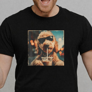 Grappige Goldendoodle Iced Coffee Hond Zonnebril T-shirt