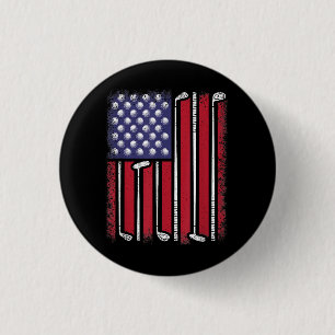 Grappige Golf Amerikaanse Vlag Golf Speler Vintage Ronde Button 3,2 Cm