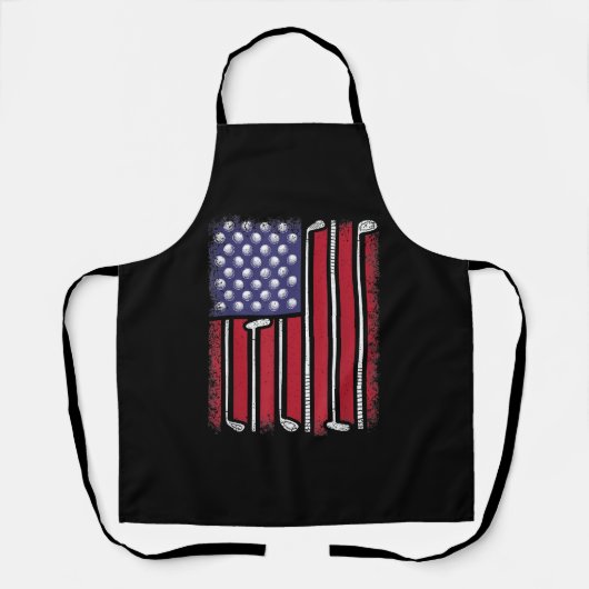 Grappige Golf Amerikaanse Vlag Golfspeler Vintage Schort (Voorkant)