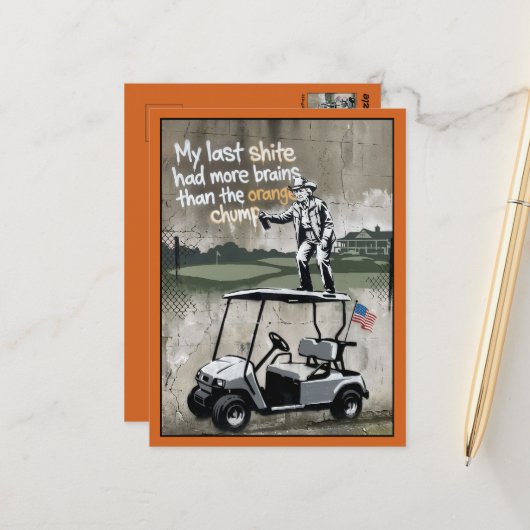 Grappige golf anti-Trump Briefkaart (Voorkant / Achterkant in situ)