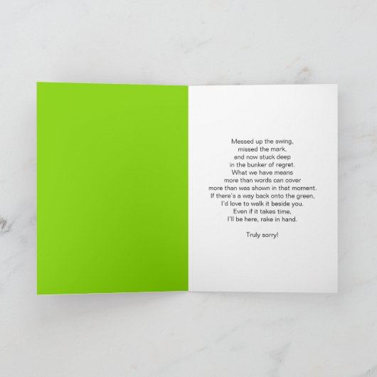 Grappige Golf Apology Kaart, het spijt me dat ik h Kaart (Binnen)