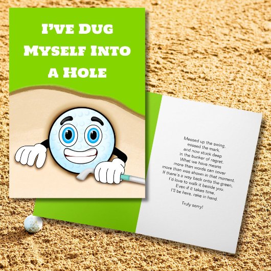 Grappige Golf Apology Kaart, het spijt me dat ik h Kaart