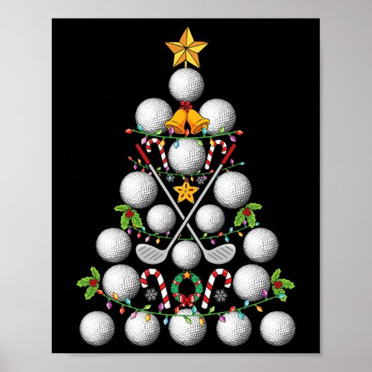 Grappige Golf Ball Kerstboom Kerst Golf Liefde Poster (Voorkant)