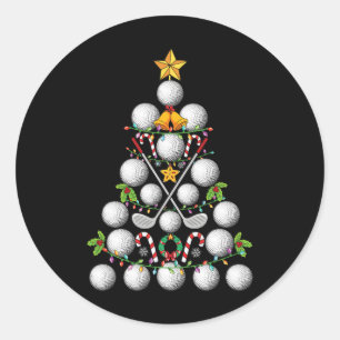 Grappige Golf Ball Kerstboom Kerst Golf Liefde Ronde Sticker