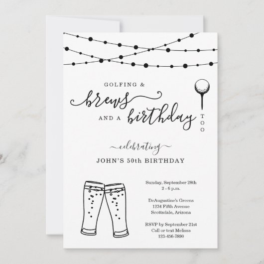 Grappige Golf & Beer verjaardagsfeestje uitnodigin Kaart (Voorkant)