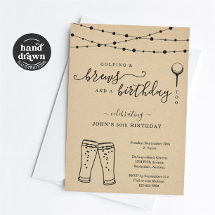 Grappige Golf & Beer verjaardagsfeestje uitnodigin Kaart