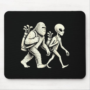Grappige Golf Bigfoot Sasquatch Alien Ufo Golfer  Muismat