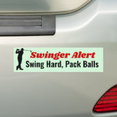 Grappige Golf Bumpersticker - Swinger Alert! (Op auto)