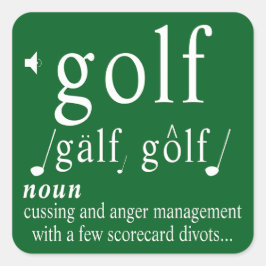 Grappige Golf Definitie Boosheid Beheersing Humor  Vierkante Sticker
