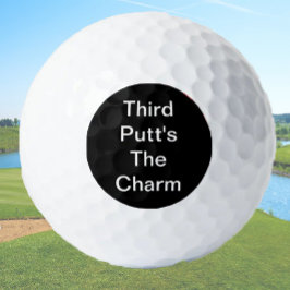 Grappige Golf Gift Joke Derde Putt is de charme zw Golfballen