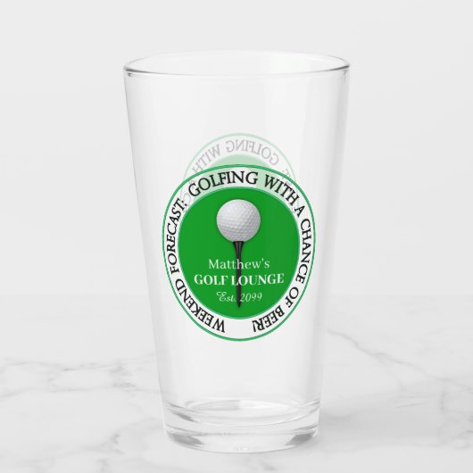 Grappige Golf Golfer Bal Tee Pint Bier Glas (Achterkant)