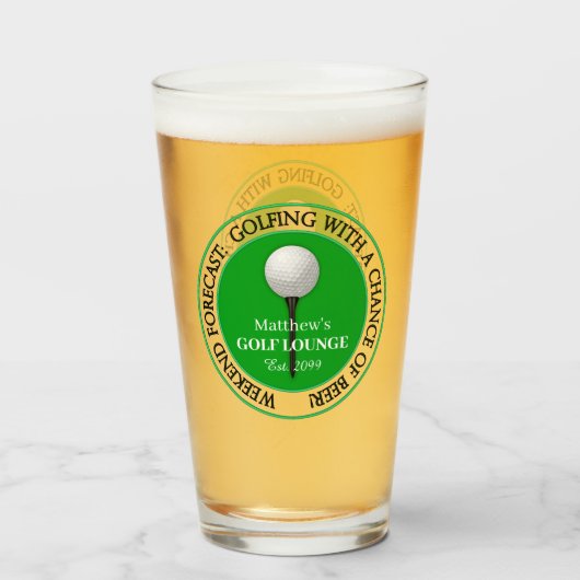 Grappige Golf Golfer Bal Tee Pint Bier Glas (Voorkant gevuld)