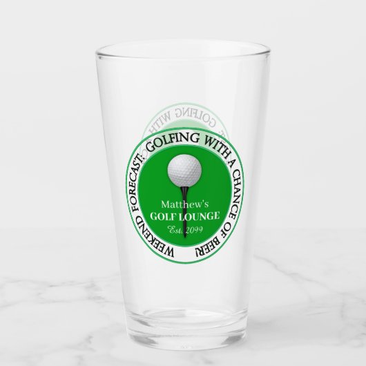 Grappige Golf Golfer Bal Tee Pint Bier Glas (Voorkant)