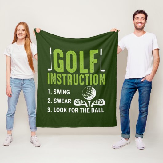 grappige Golf instructies woordkunst Fleece Deken (In situ)