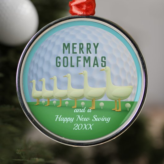 Grappige Golf Merry Golfmas Golfer gepersonaliseer Metalen Ornament