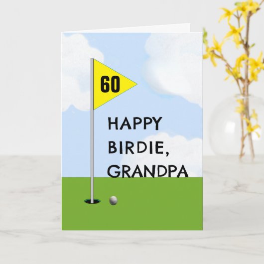 Grappige Golf Opa Verjaardag Kaart (Gele Bloem)
