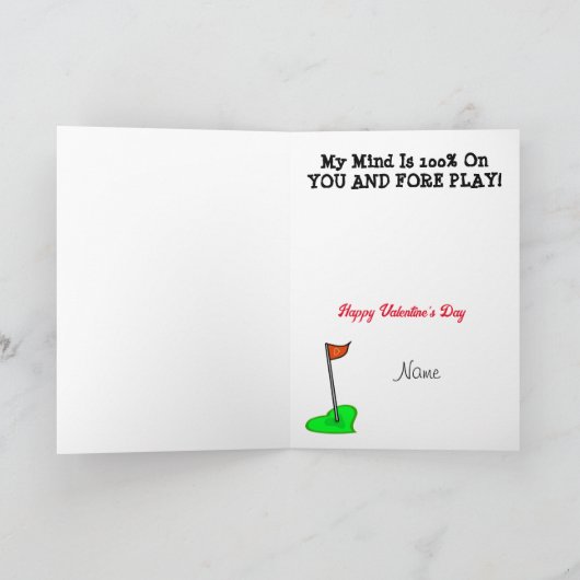 Grappige Golf Romantische Valentijnsdag Kaart (Binnen)