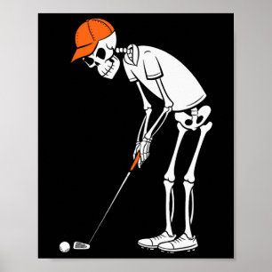 Grappige Golf Skelet Golf Halloween Golfen Sporten Poster
