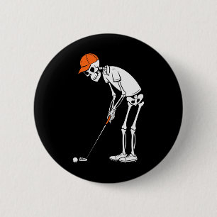 Grappige Golf Skelet Golf Halloween Golfen Sporten Ronde Button 5,7 Cm