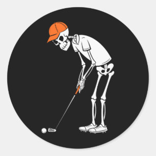 Grappige Golf Skelet Golf Halloween Golfen Sporten Ronde Sticker