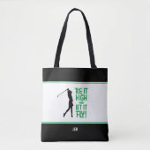 Grappige Golf Spreuk Modern Groen Zwart Tote Bag (Voorkant)