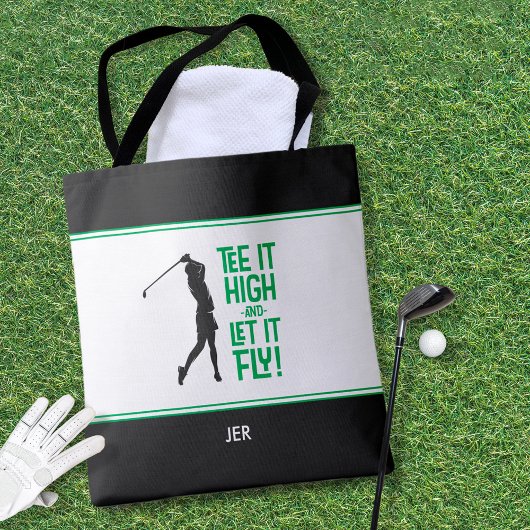 Grappige Golf Spreuk Modern Groen Zwart Tote Bag