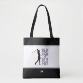 Grappige Golf Spreuk Modern Paars Zwart Tote Bag (Voorkant)