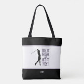 Grappige Golf Spreuk Modern Paars Zwart Tote Bag (Achterkant)