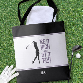 Grappige Golf Spreuk Modern Paars Zwart Tote Bag