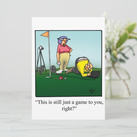 Grappige golf thematische uitnodiging voor een jub (Staand voorkant)