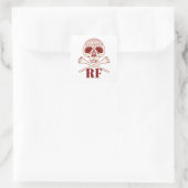 Grappige Golf Vader Monogram Retro Schedel & Gekru Vierkante Sticker (Tas)