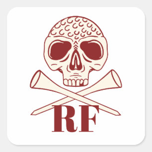 Grappige Golf Vader Monogram Retro Schedel & Gekru Vierkante Sticker
