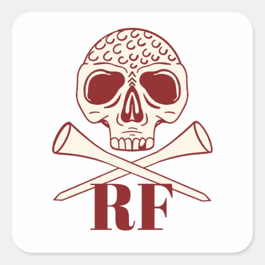 Grappige Golf Vader Monogram Retro Schedel & Gekru Vierkante Sticker (Voorkant)