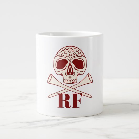 Grappige Golf Vader Monogram Retro Schedel Gekruis Grote Koffiekop (Voorkant)