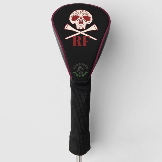 Grappige Golf Vader Monogram Zwarte Schedel Gekrui Golfheadcover (Voorkant)