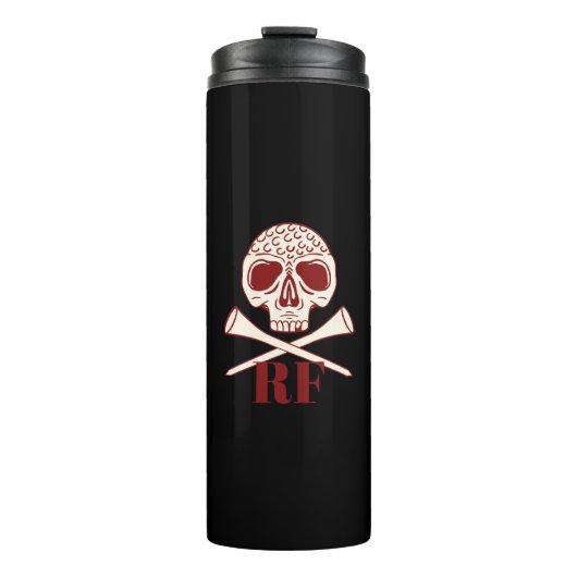 Grappige Golf Vader Monogram Zwarte Schedel Gekrui Thermosbeker (Voorkant)