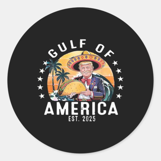 Grappige Golf van Amerika Est 2025 President Trump Ronde Sticker (Voorkant)