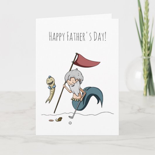 Grappige Golf Zeemeermin Man Vaderdag Kaart (Voorkant)
