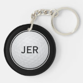 Grappige Golfbal Golfer Monogram Voor Hem Zwart F Sleutelhanger (Achterkant)