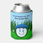 Grappige golfbal in ruwe vrijgezellenfeestje blikjeskoeler (Blikje Voorkant)